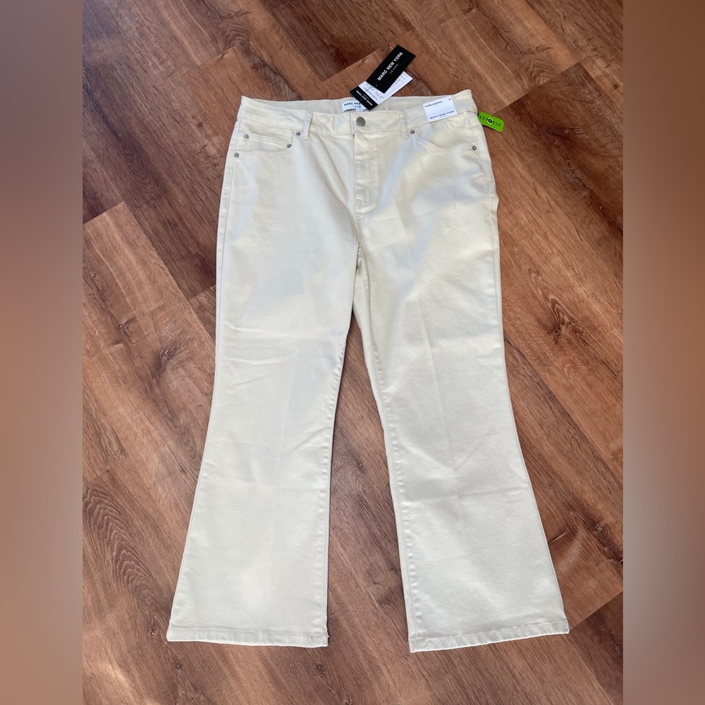 Marc New York Flare Cropped Jeans Size 16 Stretch Ecru Off White NWT Sustainable